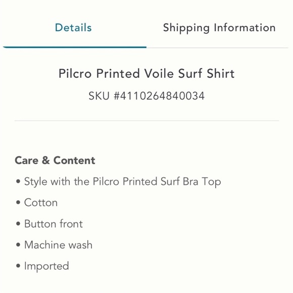 BOGO! Anthropologie Pilcro Printed Voile Surf Shirt Cotton Blue Size Small - Picture 9 of 10